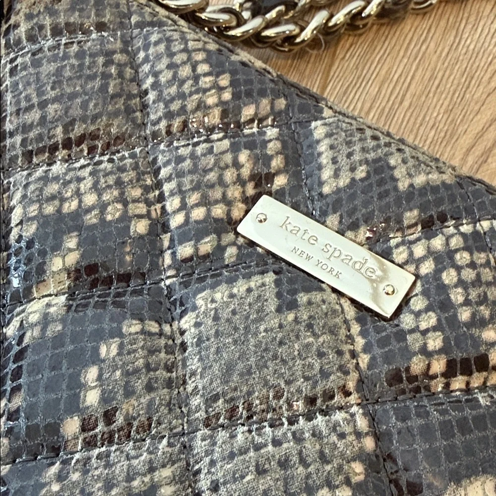 Kate Spade Chic Snakeskin Pattern Shoulder Bag purse quilted handbag designer - Picture 6 of 12